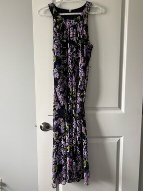 Tommy Hilfiger Black Maxi Dress with Purple Floral Print